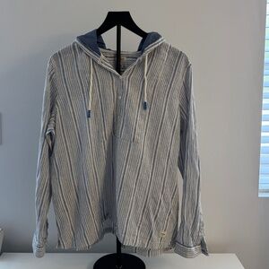 L.L. Bean Stripe Coastal blue tunic with hood
